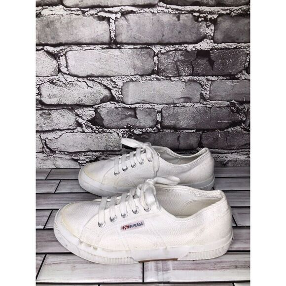 Superga White Canvas Fabric Lace Up Causal Sneakers Shoes Women sz 38EU/7.5M US - Picture 14 of 16